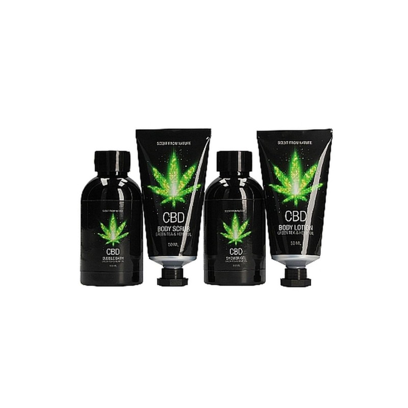 CBD - Bath and Shower - Luxe Travel set - Green Tea Hemp Oil